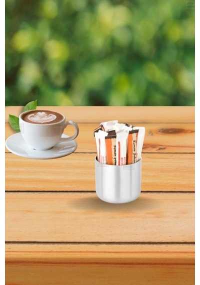 6 Lı Set Şeker Kabı Paslanmaz Stick Şekerlik Çelik İnox 7 Cm Metalik Gri