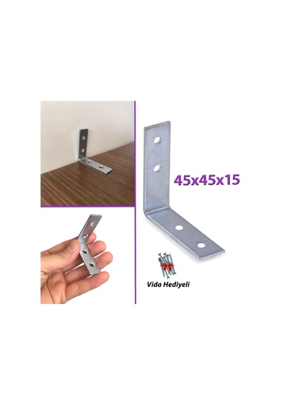 Mobilya Eşya Dolap Duvar Sabitleyici Köşe Bağlantı L Demir Gönye Deprem Güvenliği 45x45x15mm