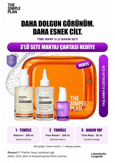 The Simple Plan Time Warp Yaşlanma Karşıtı Bakım Seti - Serum + Tonik + Temizleyici Çanta Hediyeli 3'lü