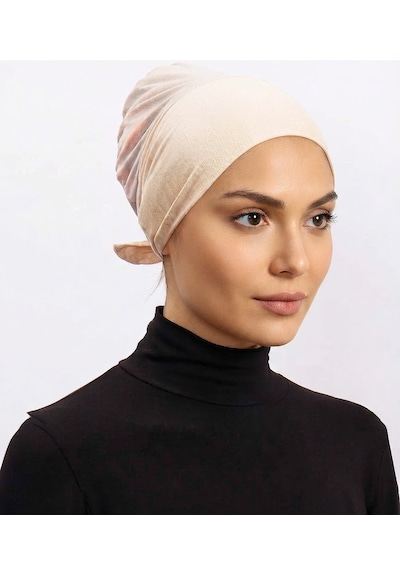 Alivascarf Clima Fit Bone - Tüllü Terletmeyen Kadın Tesettür Bone Türban Eşarp Şal Bonesi Bej