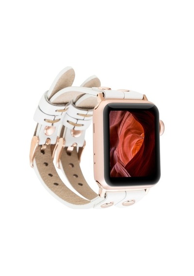 Bouletta Apple Watch Uyumlu Deri Kordon Ely Double Tour F3 Beyaz