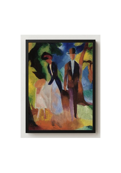 Modern Sanat Macke Mavi Göl Kıyısında İnsanlar Çerçevesiz Poster 21x30 Cm A4 Tablo Modern Sanat