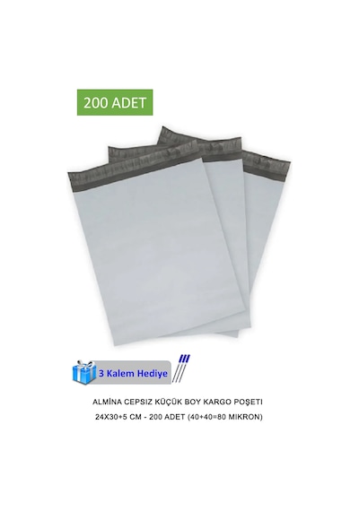 Cepsiz Küçük Boy Kargo Poşeti 24x30+5 Cm - 200 Adet 40+40 80 Mikron