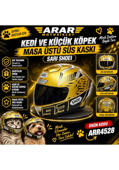 Kedi Ve Küçük Köpek-masa Üstü Süs Kaskı Sarı Shoeı-4528