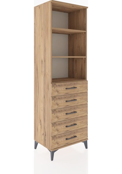 Hyperion Dolap 3 Raflı 5 Çekmeceli 60x44x195 Çam-çam Çam