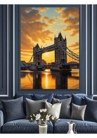Ahşap Tablo Londra Köprüsü Günbatımı Manzara