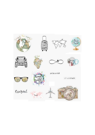 Travel Baskılı 16'lı Tasarım Sticker Seti 1