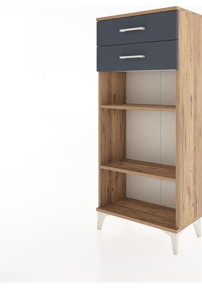 Hyperion Dolap 2 Raflı 2 Çekmeceli 60x44x134 Çam-antrasit Atlas Çam