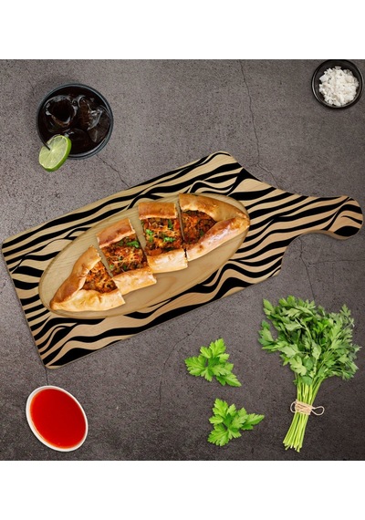 Bk Gift Modern Art Tasarımlı Dikdörtgen Şeklinde Doğal Ahşap Servis Ve Sunum Tabağı Model 18