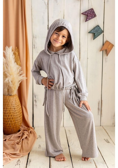 Oliventhekid Kapişonlu Triko Bluz Bej Bej