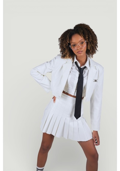 Holly Lolly Crop Model Astarlı College Ceket Ekru