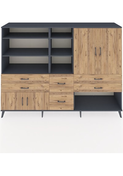 Hyperion Dolap 10 Raflı 6 Çekmeceli 4 Kapaklı 220x44x163 Antrasit Antrasit-çam Hyperion Dolap 10 Raflı 6 Çekmeceli 4 Kapaklı 220x44x163 Antrasit Antrasit-çam