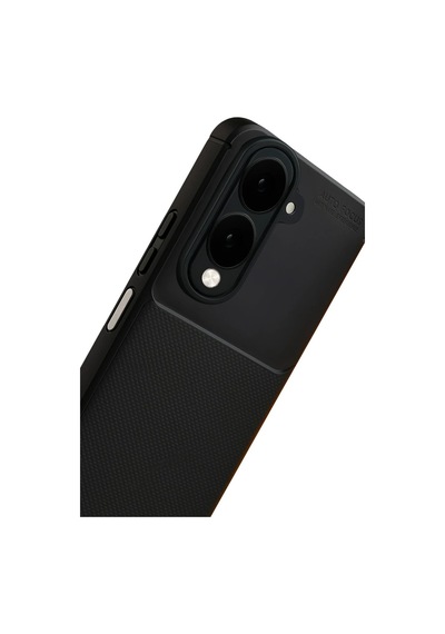 Vivo Y04 Uyumlu Kılıf Karbon Tasarım Kamera Korumalı Silikon Telefon Kılıfı Kapak Siyah