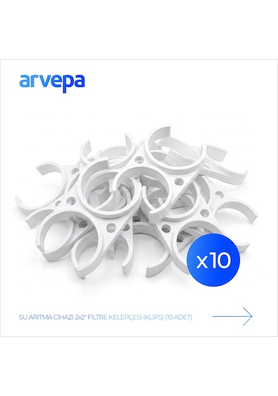 Arvepa Su Arıtma Cihazı 2x2" Çiftli Filtre Kelepçesi (Klips) 10 Adet - Esnek Yapı