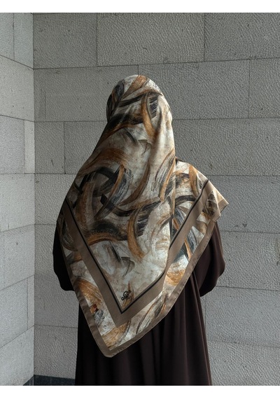 Qalortex Scarf Pamuklu Soft Fırça Desen Eşarp-küf Yeşil