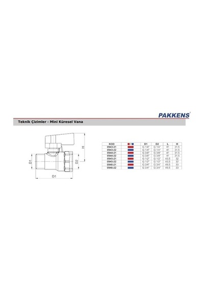 Pakkens G1/4" Mini Küresel Vana Dişi-Erkek Pn16 Mini Vana