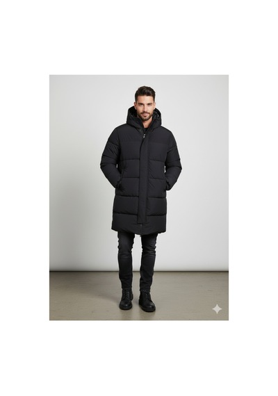 Jack & Jones Erkek Mont Parka Siyah 12256980 Jjebradley Long Puffer