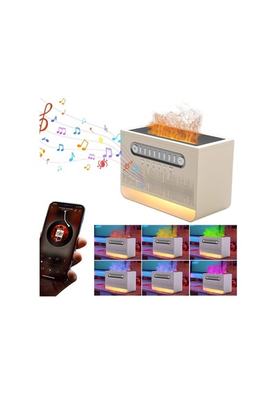 Hoparlörlü Difüzörü & Nemlendirici Led Gece Lambası, Bluetooth Hoparlör Ultrasonik Sisleme Beyaz Hoparlörlü Difüzörü & Nemlendirici Led Gece Lambası, Bluetooth Hoparlör Ultrasonik Sisleme Beyaz