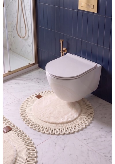 Banyo Paspası Takımı 60x100+60x60 Cm Dış Trikot Bej & Krem