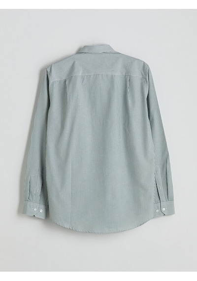 Lcwaıkıkı Classic Yeşil Regular Fit Uzun Kollu Çizgili Poplin Erkek Gömlek