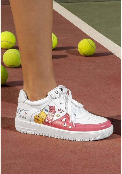 Dogo Cat Lovers Beyaz Kadın Sneaker Beyaz