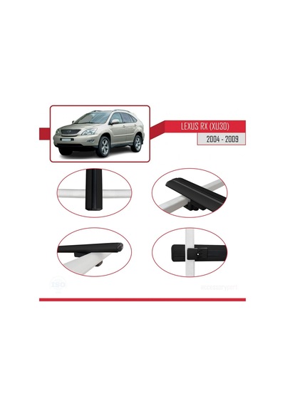 Lexus Rx Xu30 2004-2009 Arası İle Uyumlu Basic Model Ara Atkı Tavan Barı Siyah 3 Adet