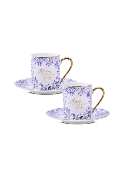 Aryıldız Lavanya Blue 4 Parça 2 Kişilik Kahve Fincan Takımı 90 Ml Çok Renkli