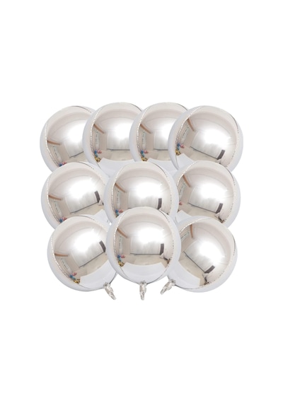 4D Büyük Boy Gümüş Küre Folyo Balon  22" İnç