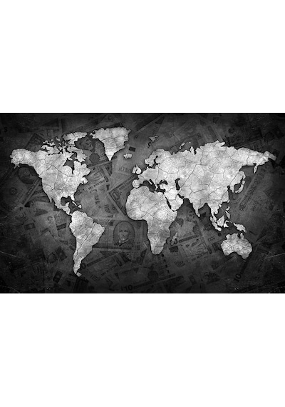 Dünya Haritası Duvar Kağıdı Siyah- Gri