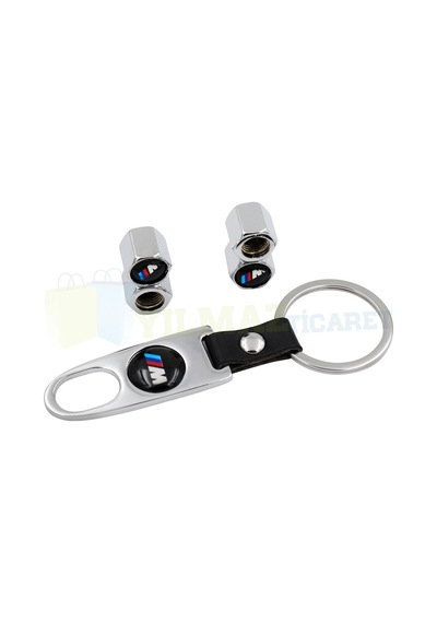 Bmw Uyumlu M Logo Anahtarlık Sibop Kapağı Set Paslanmaz Çelik Gümüş