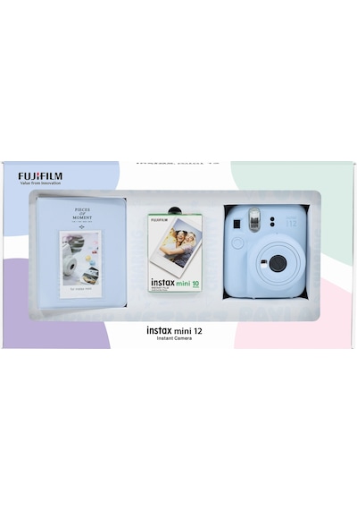 Fujifilm Instax Mini 12 Fotoğraf Makinesi + 10'lu Film + Pvc Albüm Bundle Box Mavi