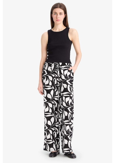 DeFacto Wide Leg Poplin Kumaş Palazzo Pantolon Yüksek Bel Uzun Boy Geniş Paça E9907AX25SMBK81