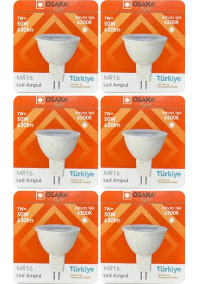 6 Adet Osaka 7w 50w Beyaz Işık 6500k G4 Duylu İğne Bacak Led Çanak Ampul