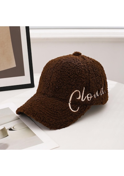 Valkyrie Peluş Şapka Kadın Erkek Unisex Kışlık Şapka Cloud Nakışlı Ayarlanabilir Bej Teddy Şapka Koyu Kahve Koyu Kahverengi