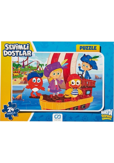 Sevimli Dostlar Kırmızı Balık Frame Puzzle/Yapboz 24 Parça (Mavi)