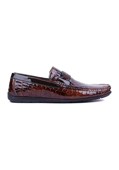Fosco - Hakiki Deri Taba Croco Erkek Loafer - 2094 -1505 Siyah