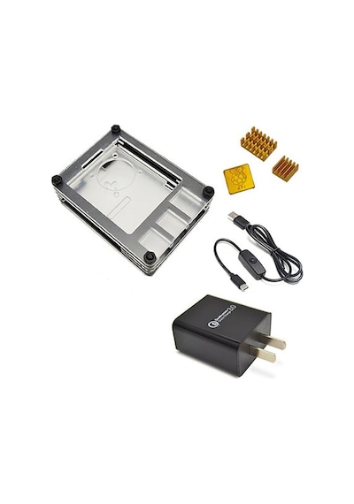 Raspberry Pi 4 Model B Yeni 9 Katmanlı Kutu + Soğutucu + C Tipi EU Adaptör