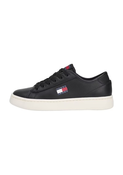 Tommy Hilfiger Kadın Hafif Tabanlı Kort Sneaker - Siyah Triple Black