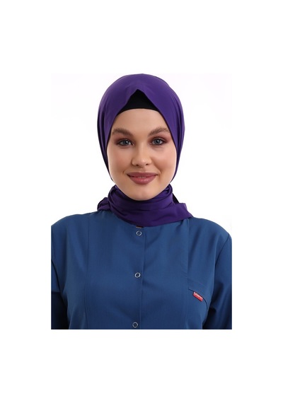 Tesettür Boyun Bağlamalı Bone - 128 Mor-5840 - 128 Mor