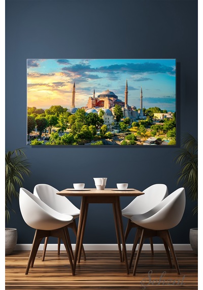 Kanvas Duvar Tablosu Yatay Tekli Salon Mutfak Ofis İstanbul Tarih Ayasofya Camii Sultanahmet