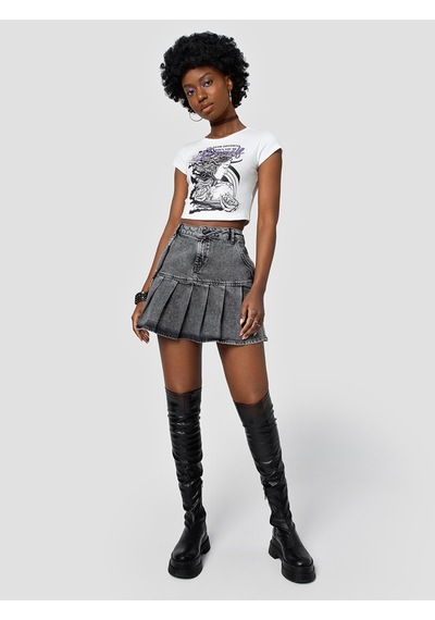 Crop Kadın Tshirt K.kol Beyaz
