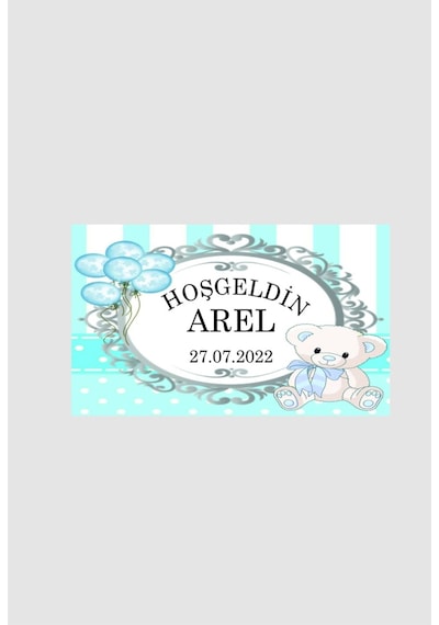 Hoşgeldin Bebek Yapışkanlı Sticker Etiket Erkek İçin 5x4 Cm 56 Adet