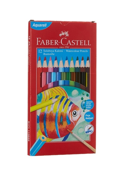 Lexroo Karton Kutu Aquarel Boya Kalemi, 12 Renk Çok Renkli