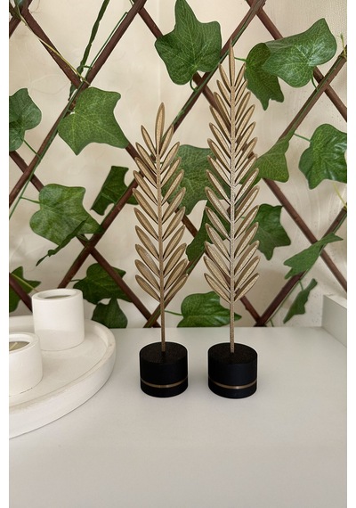Modern Minimalist Doğa Temalı Yaprak Seti Bronz Renkli Dekoratif Obje Bronz - 698301863