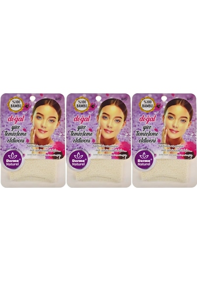 Derma Naturel Bambu Yüz Temizleme Eldiveni Ms-32 3 Lü Set