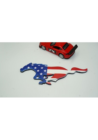 Ford Mustang Shelby Gt Koşan At Bagaj Kapağı Amerikan Bayrak 3m M