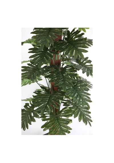 Yapay Çiçek Deposu 36 Yapraklı Yapay Philodendron Deve Tabanı Ağacı 190 Cm Ahşap Siyah Gold-saksıda