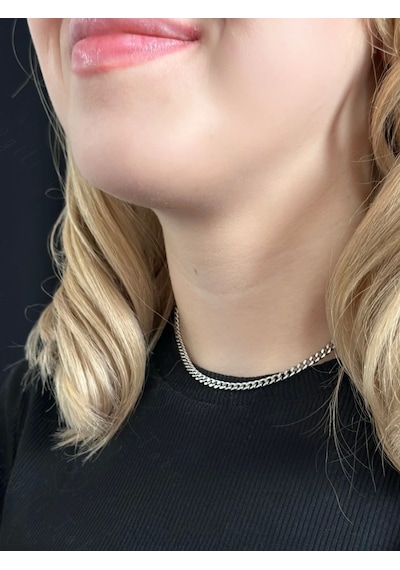 İnce Gurmet Model Choker Çelik Zincir Kolye-choker Serisi Gümüş