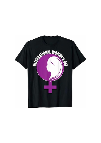 8 Mart Dünya Kadınlar Günü İçin Özel Baskılı T-shirt - Siyah