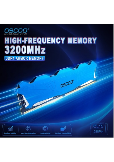 Oscoo Blue Armor T200 16GB 3200MHZ CL22 Ddr4 1.2V Ram